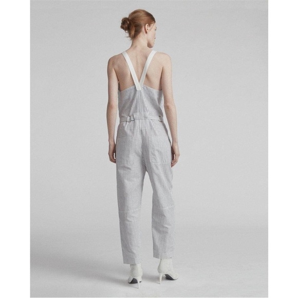 Rag & Bone Ellen Stripe Linen Cotton Blend Belted Jumpsuit XS size 2/4 - Picture 2 of 10